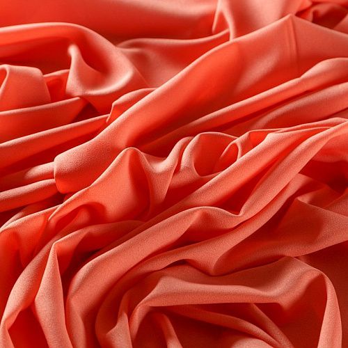 Крепдешин синтетический 029-02280 коралловый однотонный