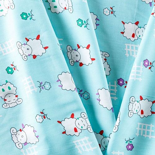 Штапель 069-08255 ментоловый принтованный