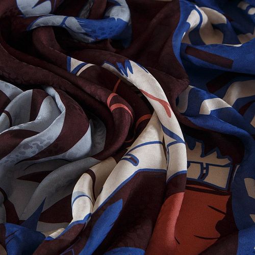 Вискоза жаккардовая 009-16194 марсала принтованный