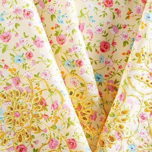 Шитье 067-07610 светло-желтый принтованный