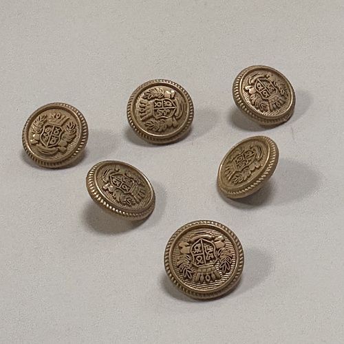 Пуговица на ножке 15 мм металл с гербом под медь 404380