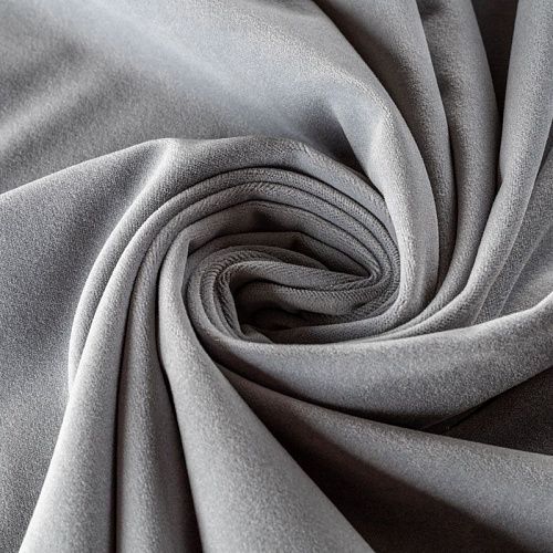 Ткань портьерная бархат h-300 см 09-02-00036 дымчато-серый однотонный