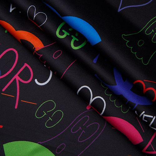 Шелк синтетический 065-13930 черный принтованный