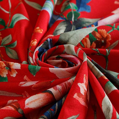 Трикотаж 056-14816 красный принтованный