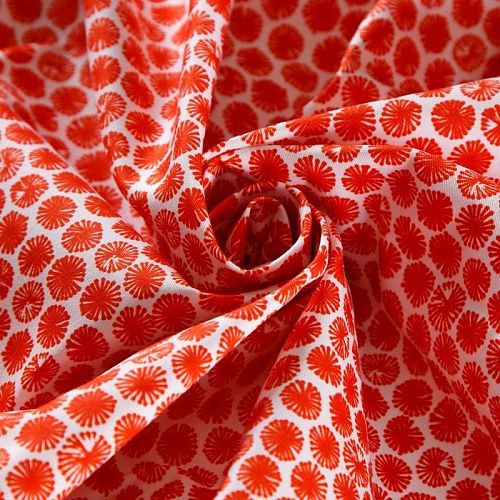 Коттон стрейч 063-12321 молочный принтованный