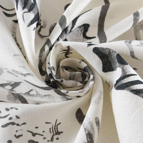 Лен натуральный 035-12099 молочный принтованный