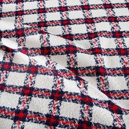 Твид дублированный Gucci 052-20147 молочный клетка