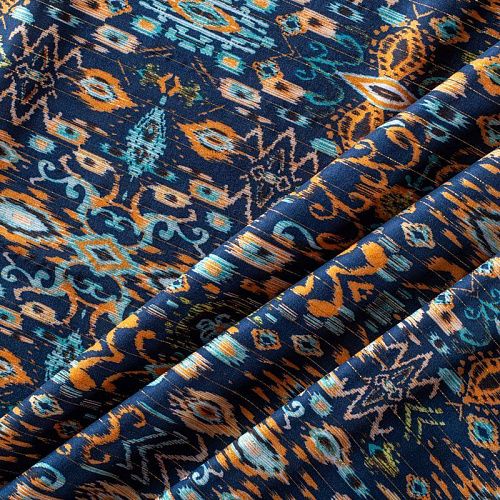 Вискоза с люрексом 009-01089 темно-синий принтованный