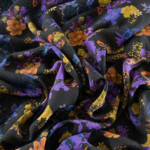 Вискоза с люрексом 009-12075 черный принтованный