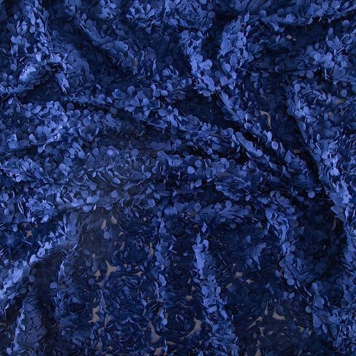 Объемная вышивка на сетке 010-20047 синий