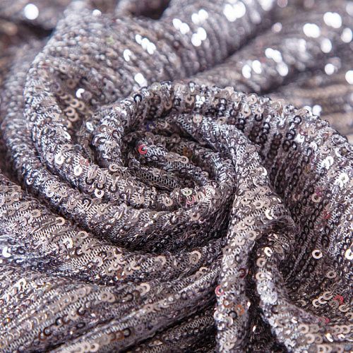 Пайетки на сетке 055-13659 темное серебро