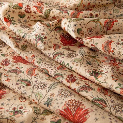 Лен-вискоза 035-20286 бежевый принтованный