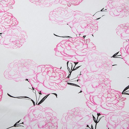 Креп-шифон шелковый 027-20200 молочный принтованный