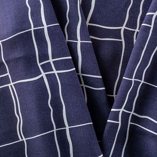 Штапель 069-01589 col.3 темно-синий принтованный