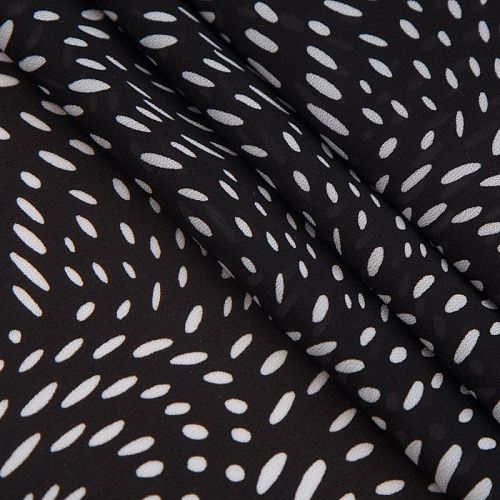 Креп-шифон 027-16219 черный принтованный