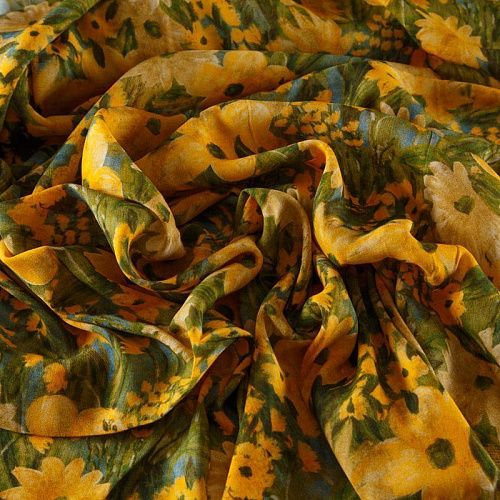 Вискоза 009-12184 зеленый принтованный