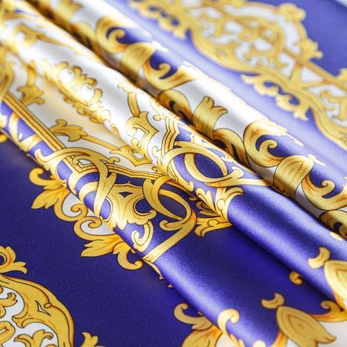 Платок шелковый 67х67 см 510753 фиолетово-синий принтованный