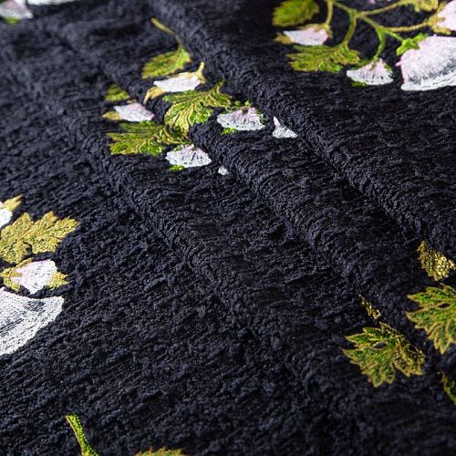 Твид с вышивкой 052-20217 черный