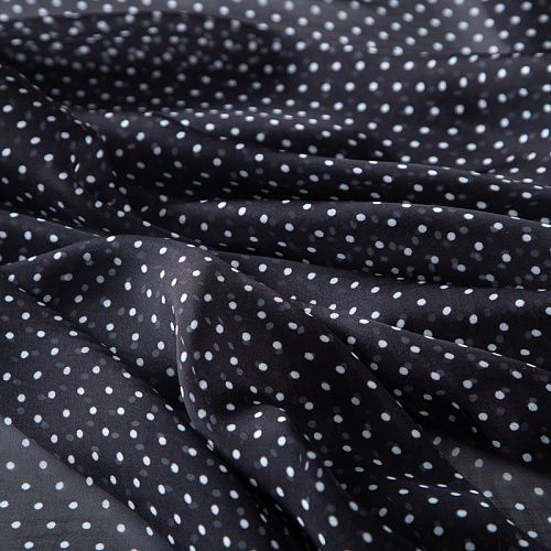 Шифон шелковый 068-20078 черный принтованный