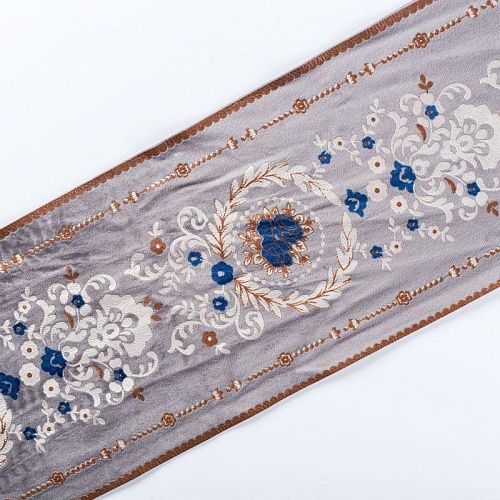 Бордюр велюровый 15,5 см 0000-357-104-028 серый с цветами