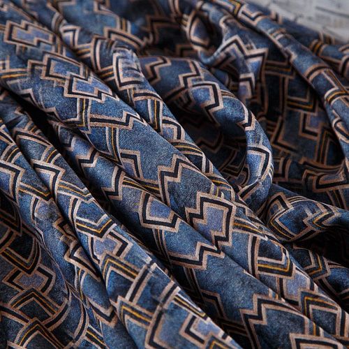 Шелк-штапель 069-17640 серо-синий принтованный