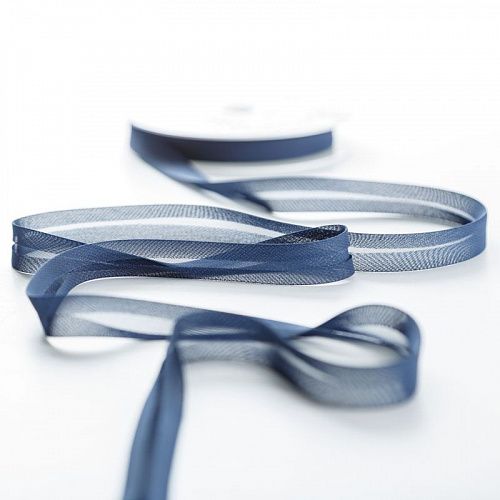 Косая бейка 14 мм шифон 14-3105 темно-синий