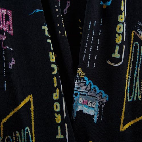 Трикотаж 056-12476 черный принтованный