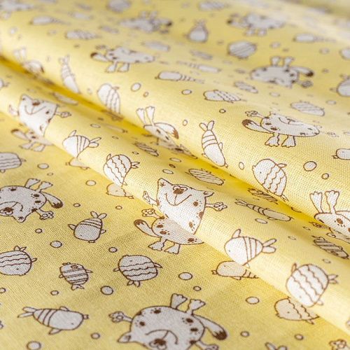 Ситец 007-00701 светло-желтый принтованный