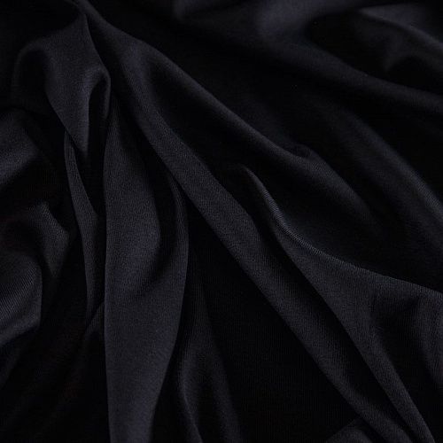 Трикотаж в рубчик 056-14518 черный однотонный