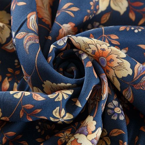 Вискоза 009-12325 темно-синий принтованный