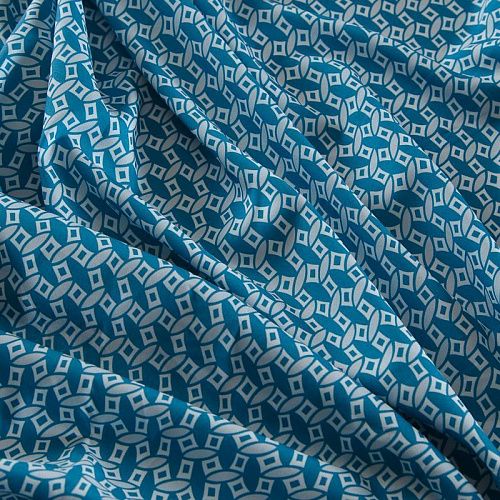 Вискоза "Лоренцо" 036-17414 бирюзово-голубой принтованный