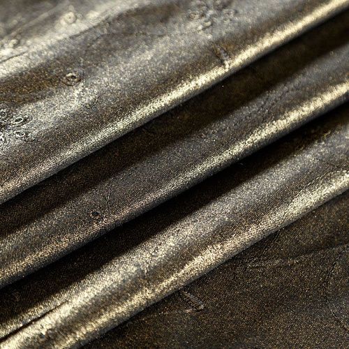 Лен натуральный с вышивкой и напылением 035-07918 бронзовый