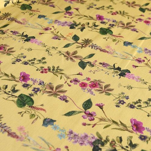 Коттон стрейч 063-12188 желтый принтованный