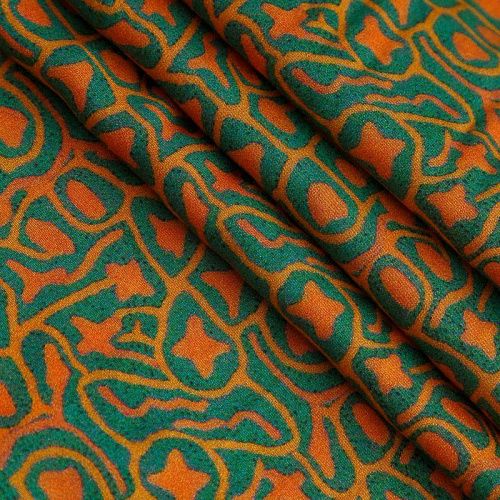 Шелк-штапель 069-17638 оранжево-зеленый