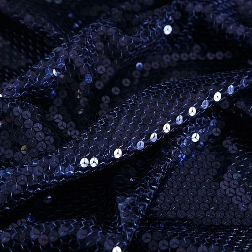 Пайетки на трикотажной основе 055-16398 сапфировый