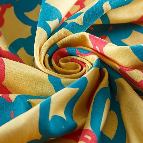 Трикотаж 056-12458 желтый принтованный