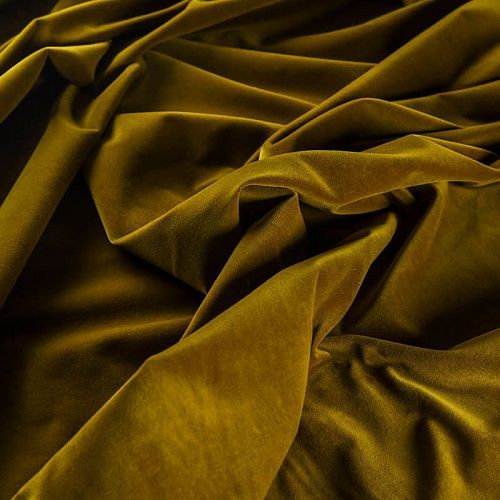 Бархат К26-285 темно-горчичный однотонный