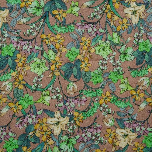 Креп 026-12367 бежевый принтованный