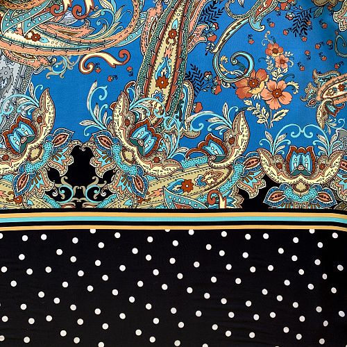 Крепдешин натуральный К32-250 голубой принтованный