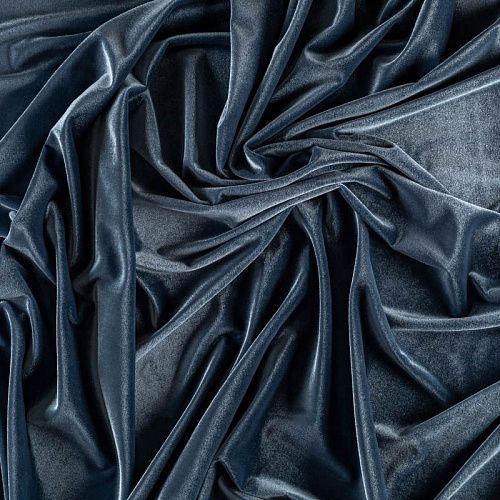 Бархат-лайкра К33-759 серо-голубой однотонный