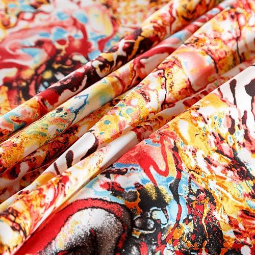 Креп К05-608 молочный принтованный