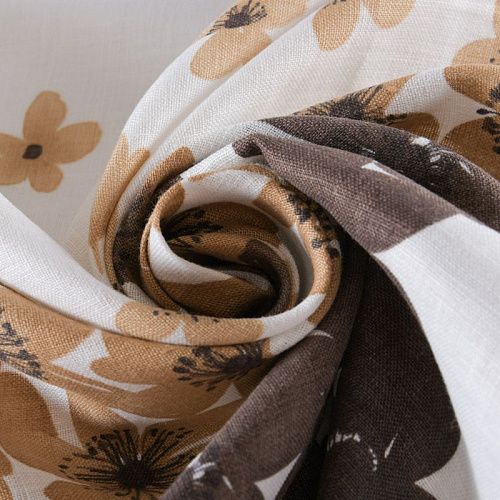 Лен натуральный 035-11765 белый принтованный