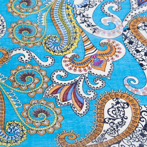 Хлопок-вуаль К33-143 бирюзовый принтованный