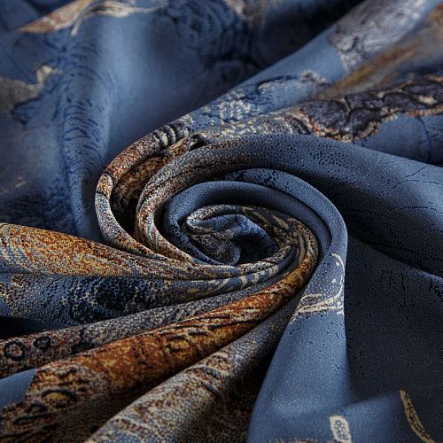 Штапель 069-17862 пыльно-синий принтованный