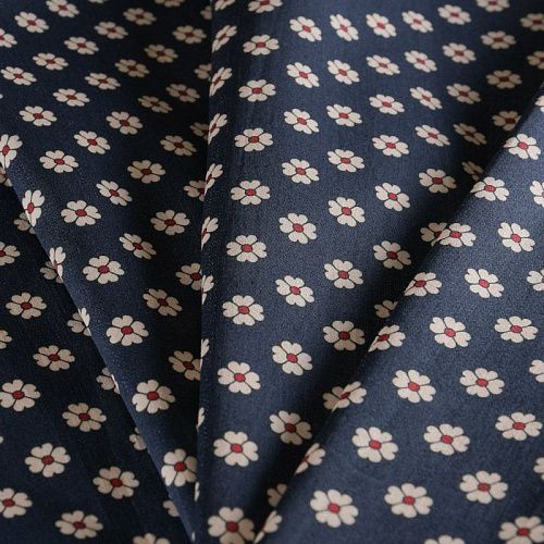 Коттон стрейч 063-11956 темно-синий принтованный