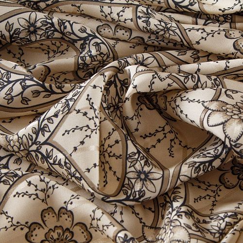 Вискоза жаккардовая 009-12368 экрю принтованный