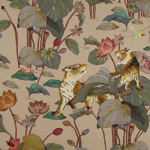 Шелк-батист 003-19630 бежевый принтованный