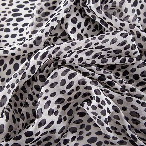 Креп-шифон шелковый 027-20199 молочный принтованный