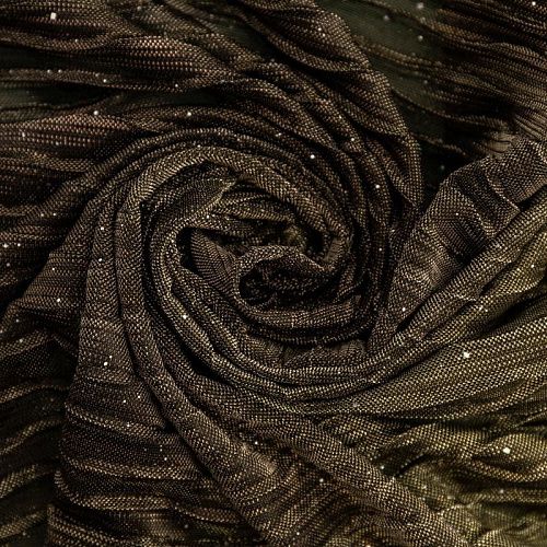 Трикотаж-гофре с люрексом К33-061 золотисто-черный