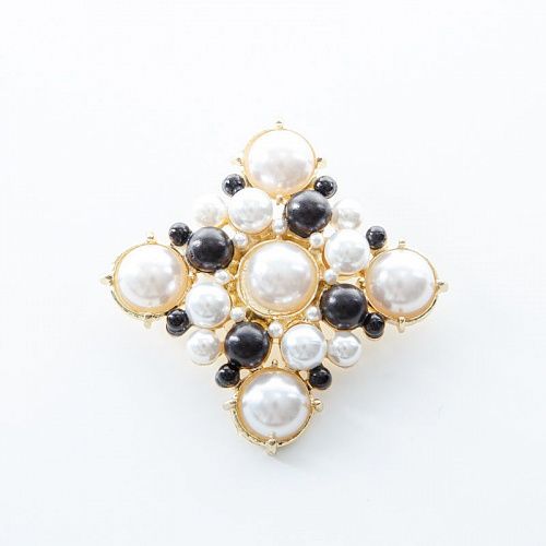 Брошь 45х45 мм Жемчуг 541588 золотой